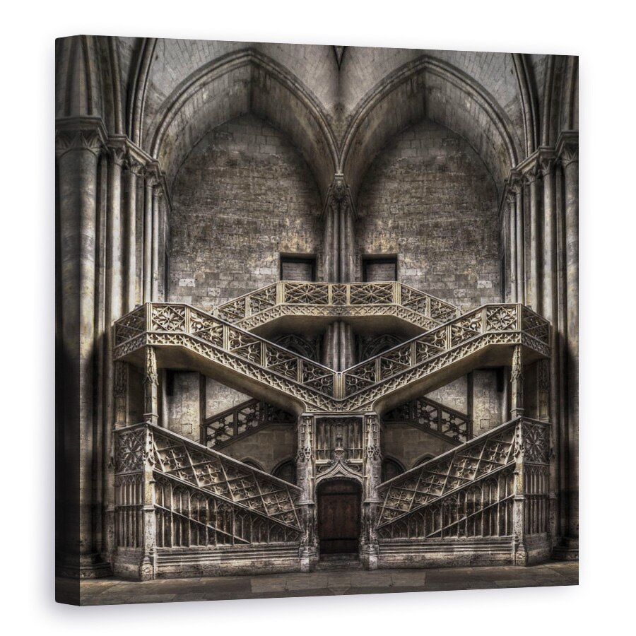 Tablou canvas - Tribut Adus Lui Escher, Linii, Simetrie, Intunecos, Usa, Poarta, Arc, 100 x 100 cm