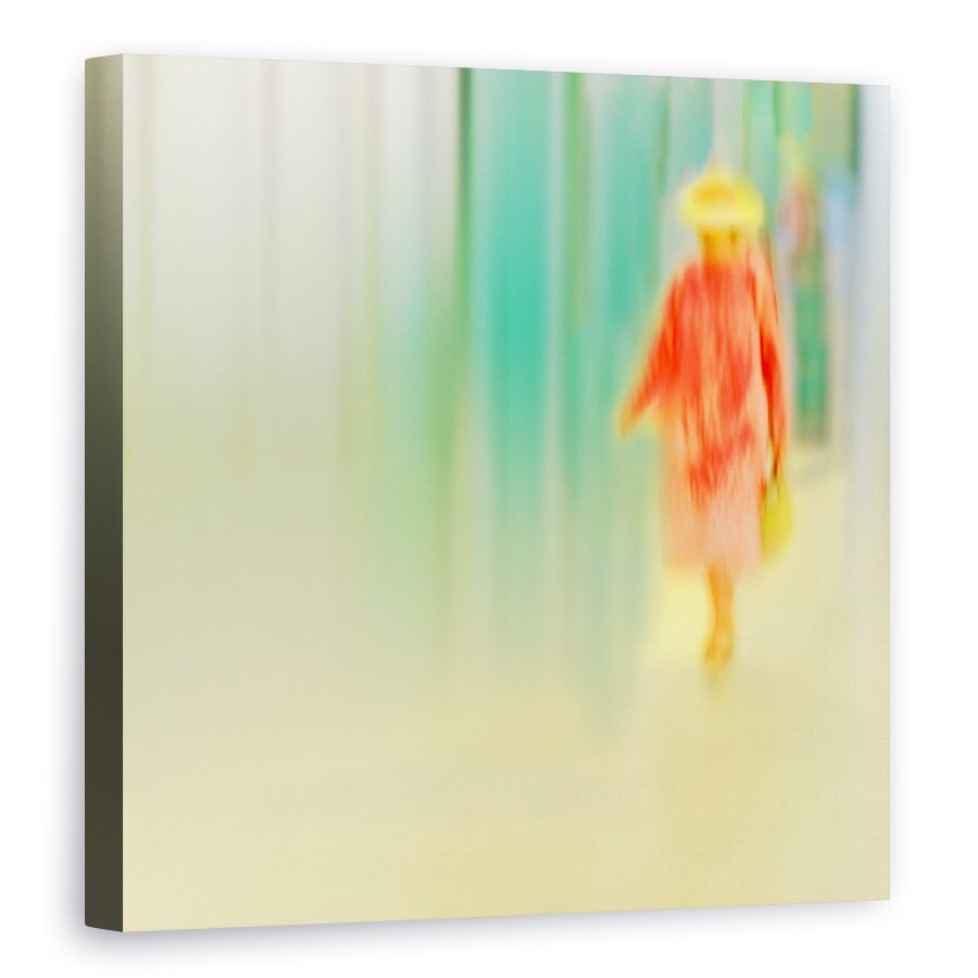 Tablou canvas - Femeie in Rosu, Rosu, Portocaliu, sapca, 70 x 70 cm