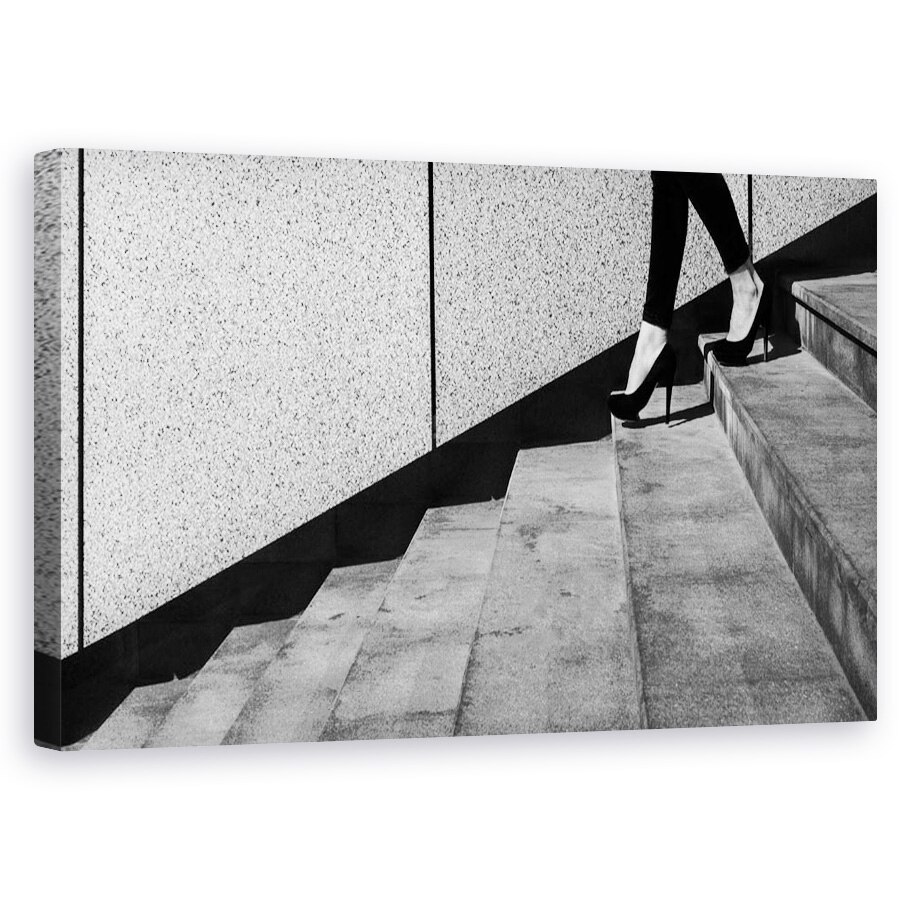 Tablou canvas - Alb-Negru, Strada, Plimbare, Mers, Pantof, 60 x 100 cm