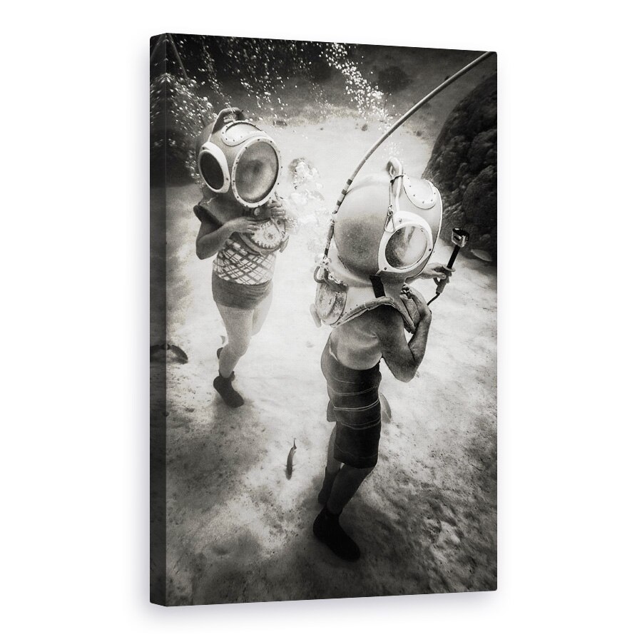 Tablou canvas - Calatorie Pe Apa Limpede, Scufundare, Scafandru, Bule, Acvariu, Sub Apa, 40 x 60 cm