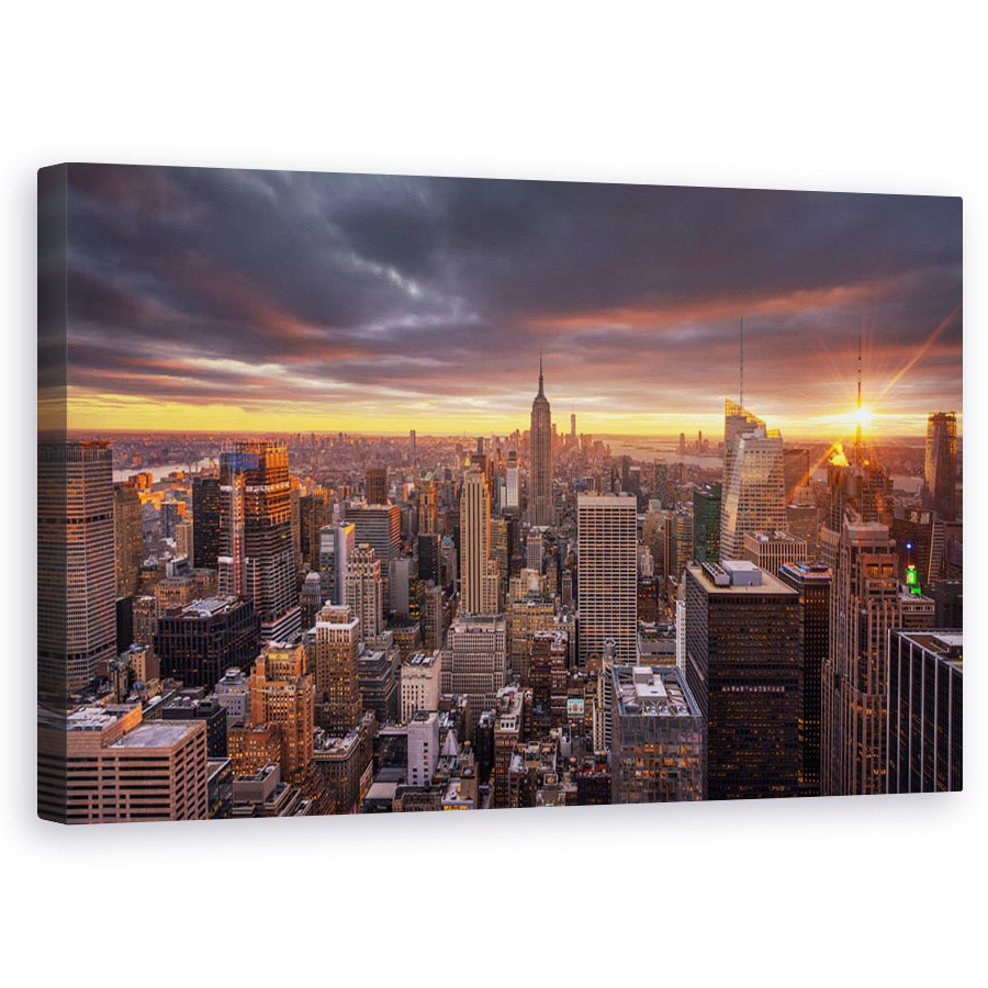 Tablou canvas - Zgarie Nori, Orizont, Oras, Arhitectura, Calatorie, Soare, Usor, 60 x 100 cm