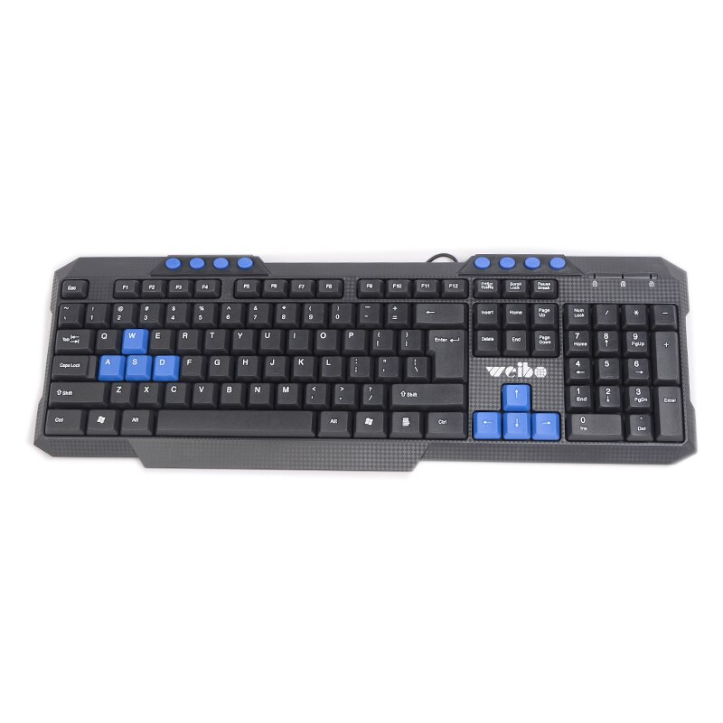 Tastatura Weibo FC536, USB, Multimedia, conector USB, butoane multimedia, Negru/ albastru