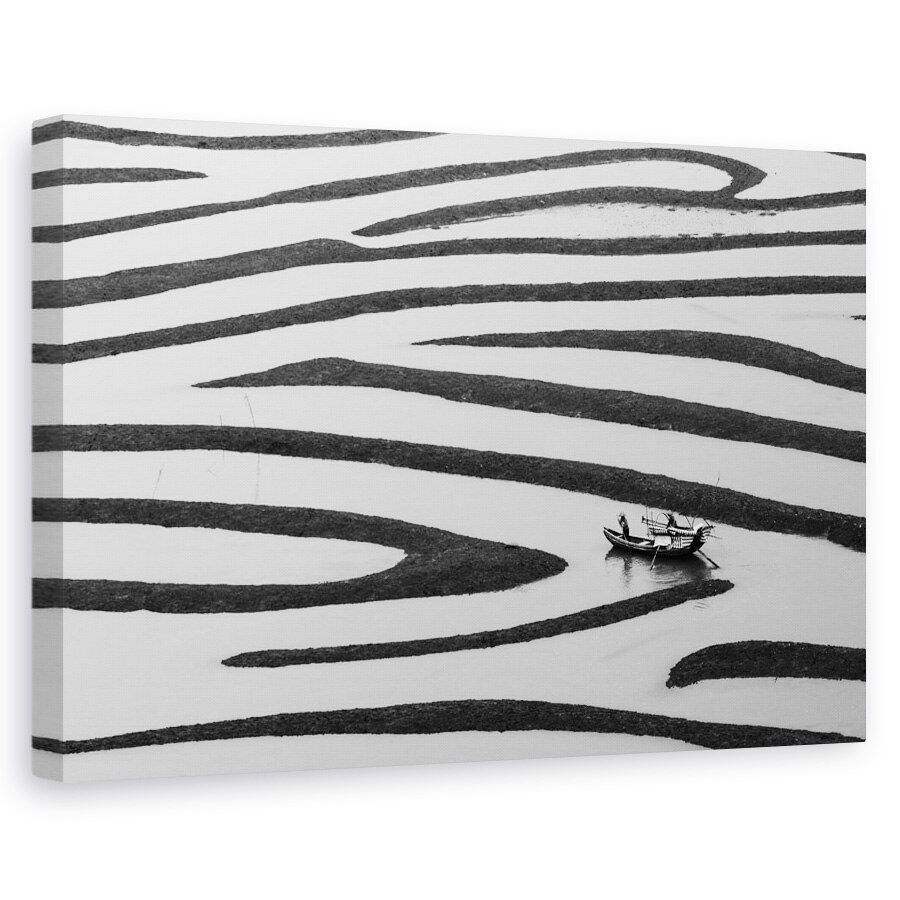 Tablou canvas - Frumusetea Vietii Simple, Zebra, Canal, Canale, Persoana, Barca, Nava, 40 x 60 cm