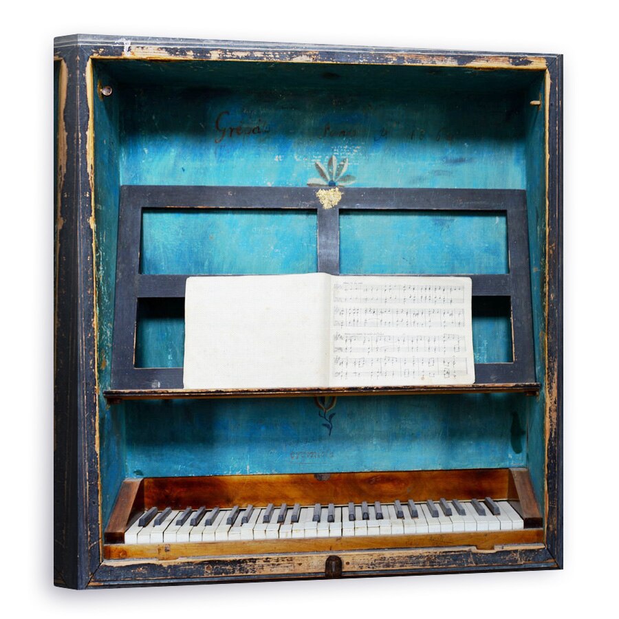 Tablou canvas - Cutie Muzicala, Muzica, Tastatura, Organ, Albastru, Abanos, Fildes, 80 x 80 cm