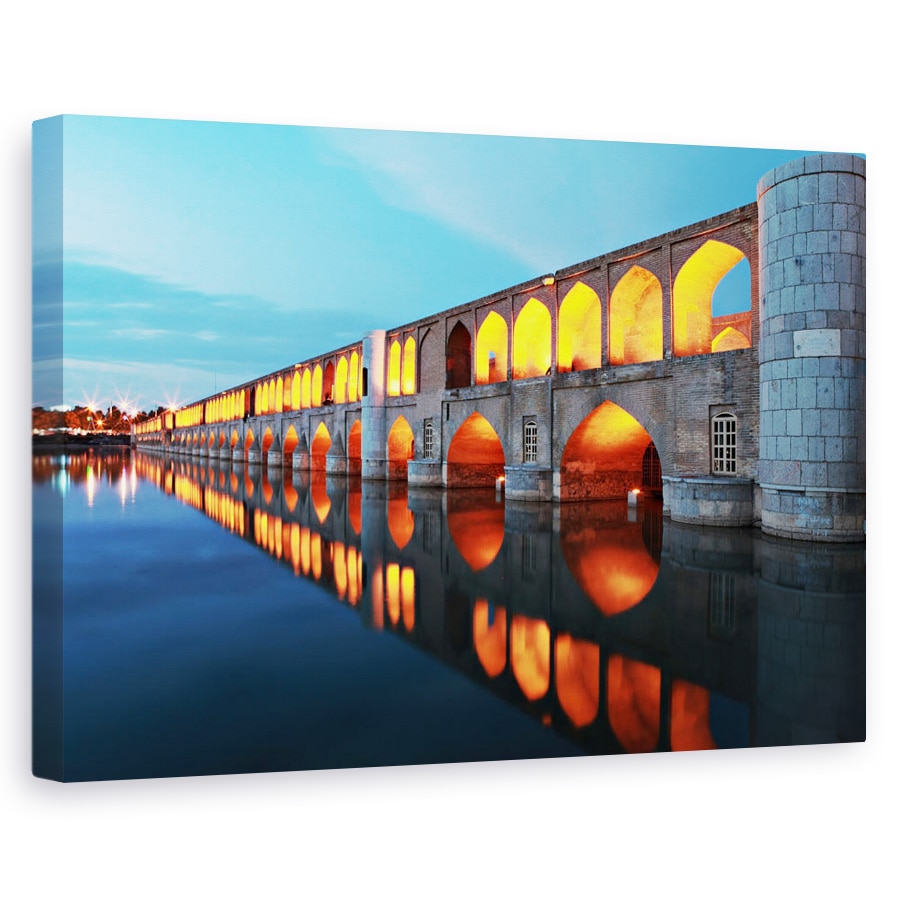 Tablou canvas - Reflectie, Pod, Noapte, Arhitectura, Turn, Arcuri, 40 x 60 cm