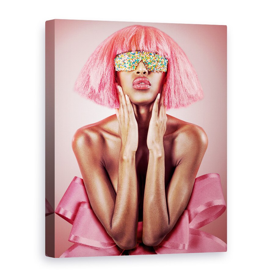 Tablou canvas - Ochi de Bomboane, Model, Uda, Femeie, Roz, Par, Moda, 90 x 120 cm