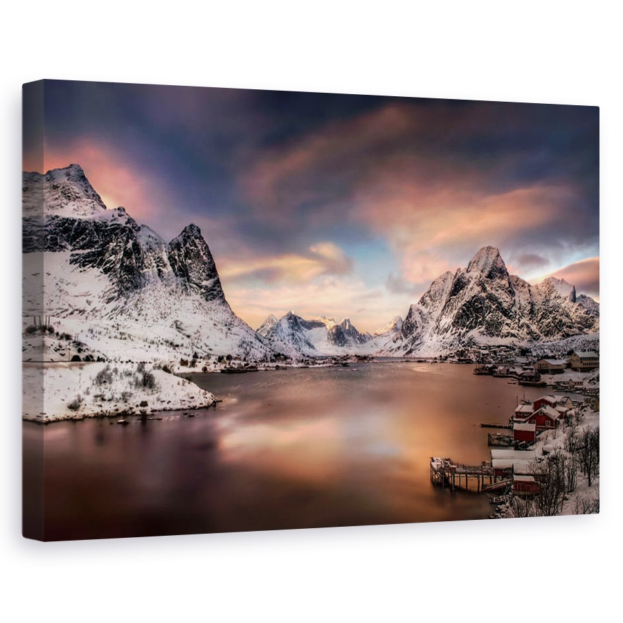 Tablou canvas - Norvegia, Lofoten, Frau, Apus, Apa, 40 x 60 cm