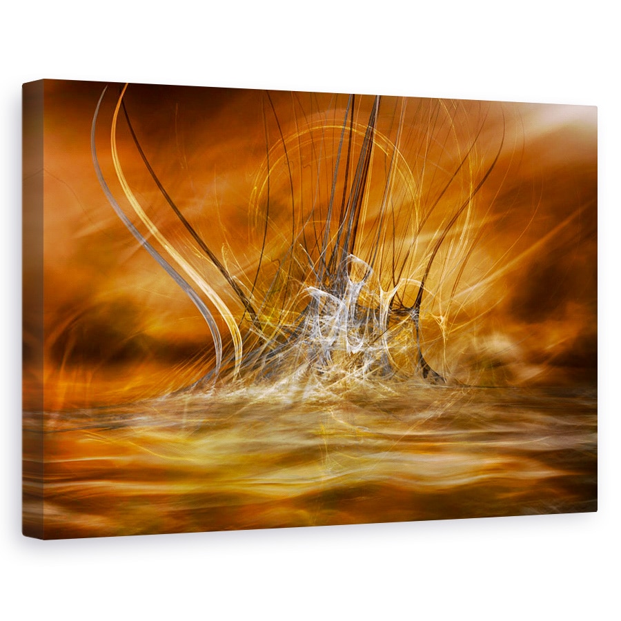 Tablou canvas - Cresterea, Abstract, Apa, Fum, Aur, Stropi, 40 x 60 cm