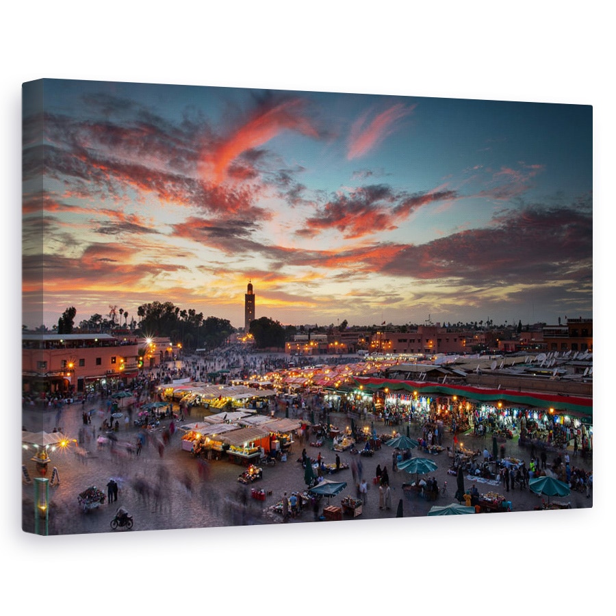 Tablou canvas - Apus de Soare in Marrakech, Maroc, Piata, 80 x 120 cm