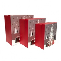 Set 3 cutii din carton patrat pentru craciun cu brad, 537 g