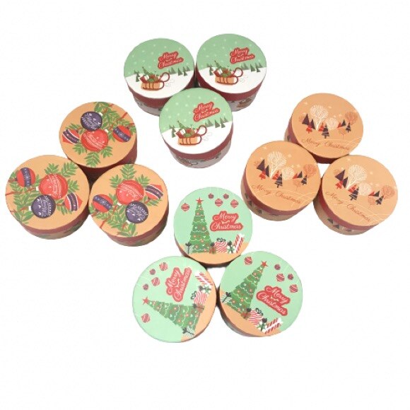 Set 12 cutii din carton rotunde pentru craciun , 673 g