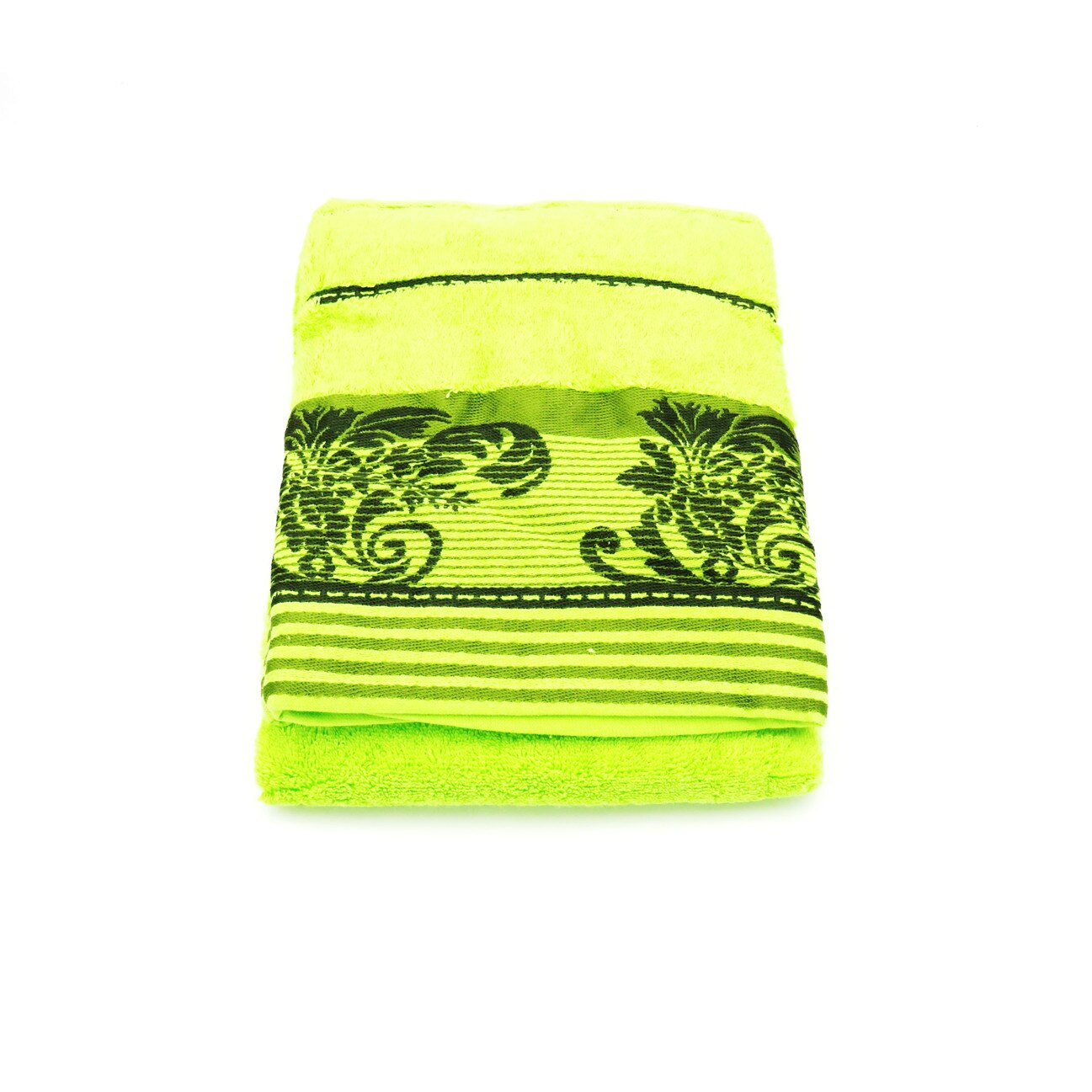 Prosop Moscov Bumbac 100%,70x140cm, Vernil cu model verde inchis, Egipt