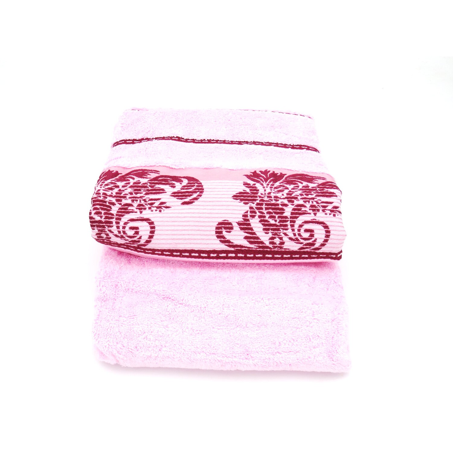 Prosop Moscov Bumbac 100%,70x140cm, Roz cu model visiniu, Egipt