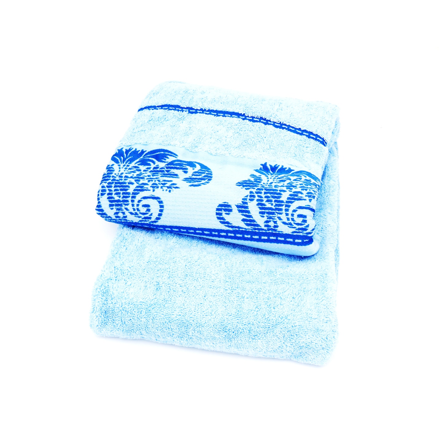 Prosop Moscov Bumbac 100%,70x140cm, Albastru cu model bleumarin, Egipt