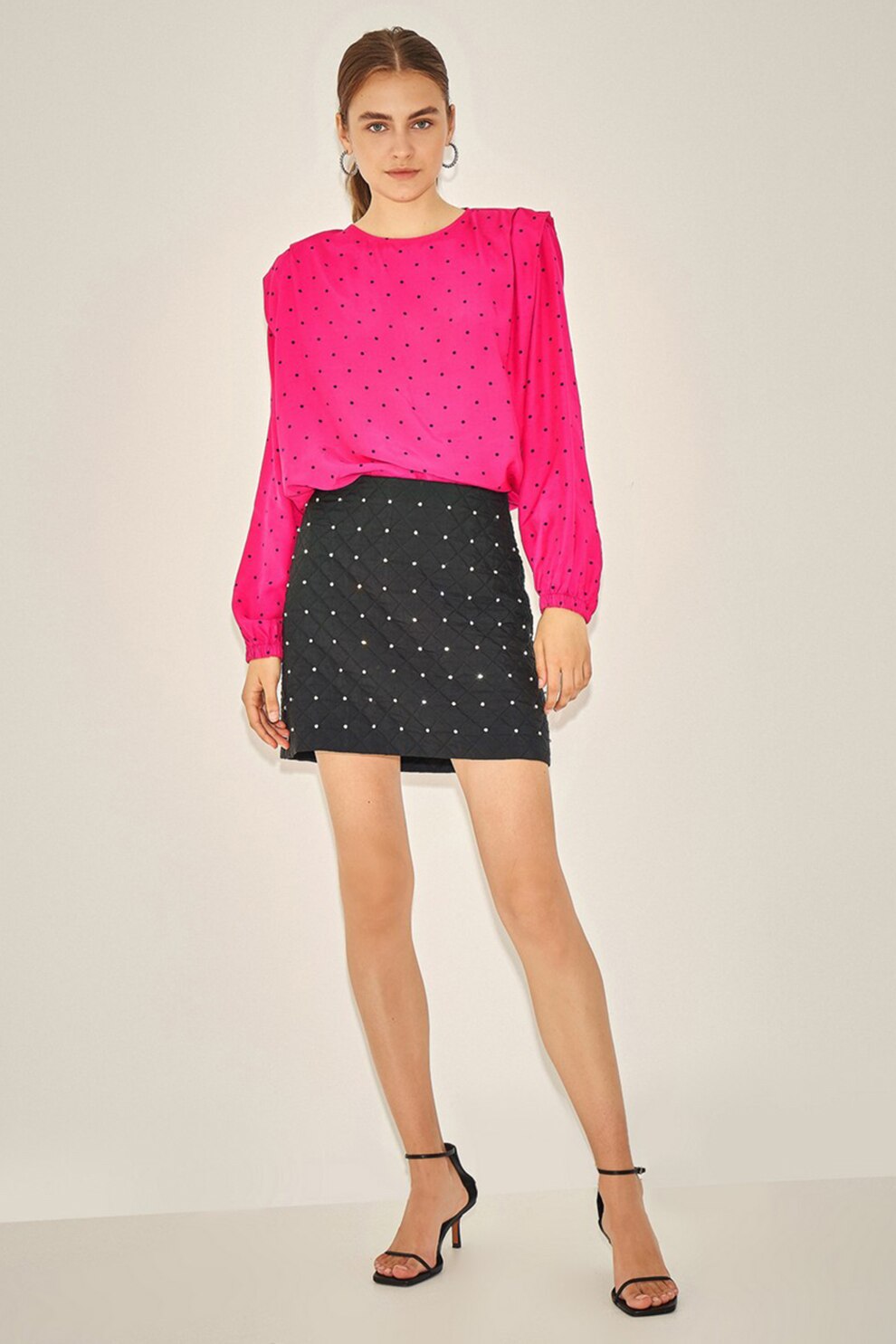 KOTON, Fusta mini cu aspect matlasat, Negru, L