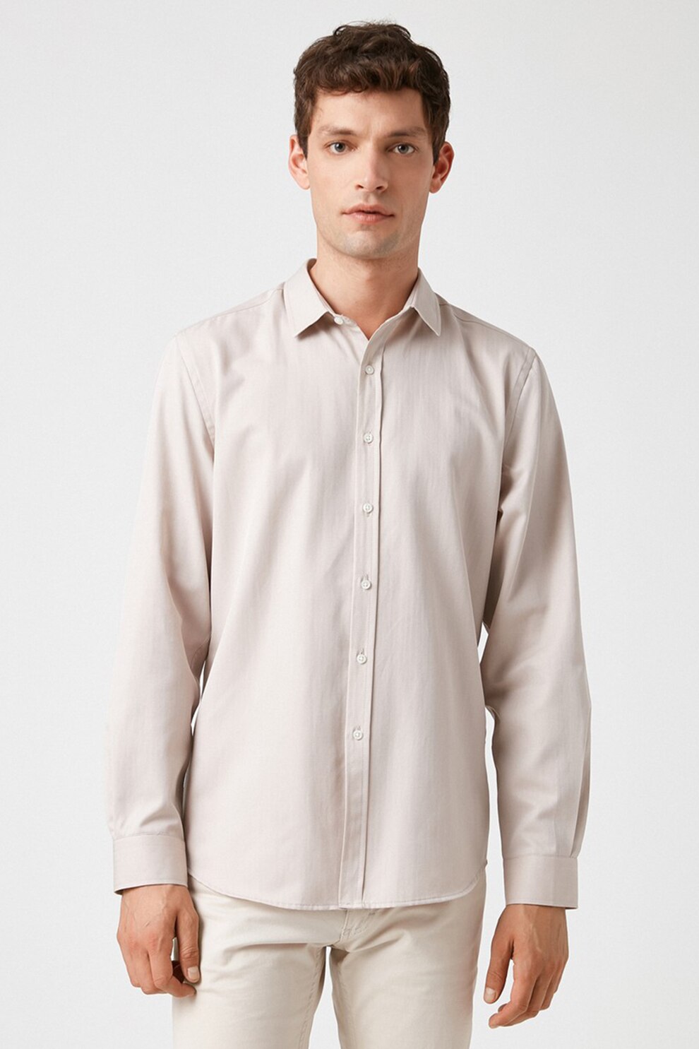 KOTON, Camasa din amestec de bumbac, Maro nisip, S