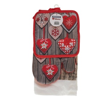 Set 3 piese bucatarie Heinner Home, model Craciun Set 3 piese bucatarie Heinner Home, model Craciun