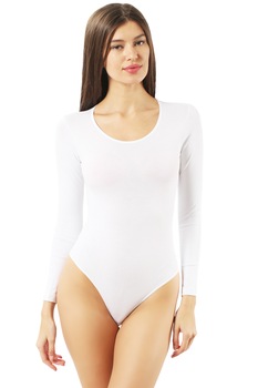 Body dama cu maneca lunga, Alb Body dama cu maneca lunga, Alb