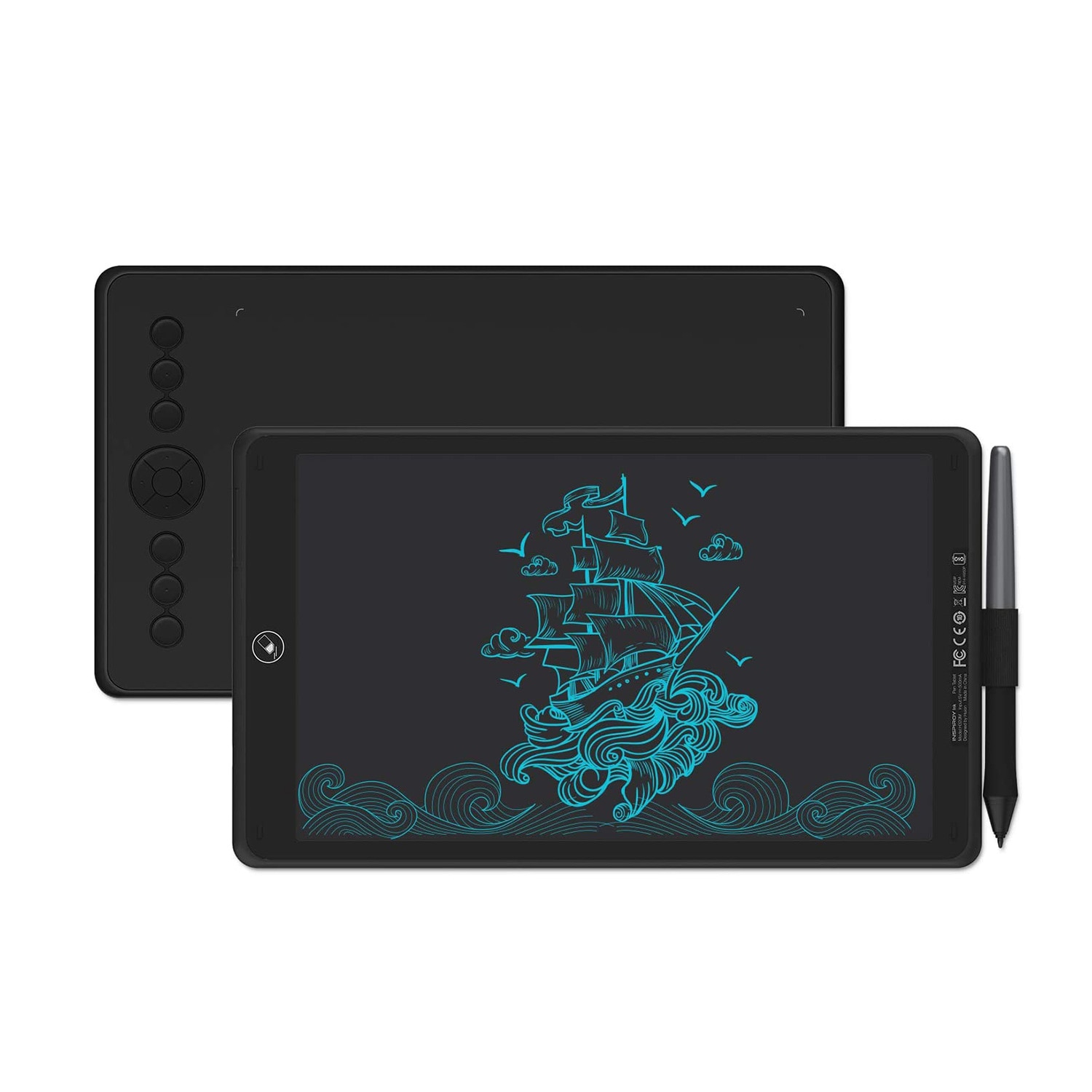 Tableta grafica HUION Inspiroy Ink H320M, LCD, Stilou dublu, 8192 Presiune stilou, Functie de inclinare, Negru