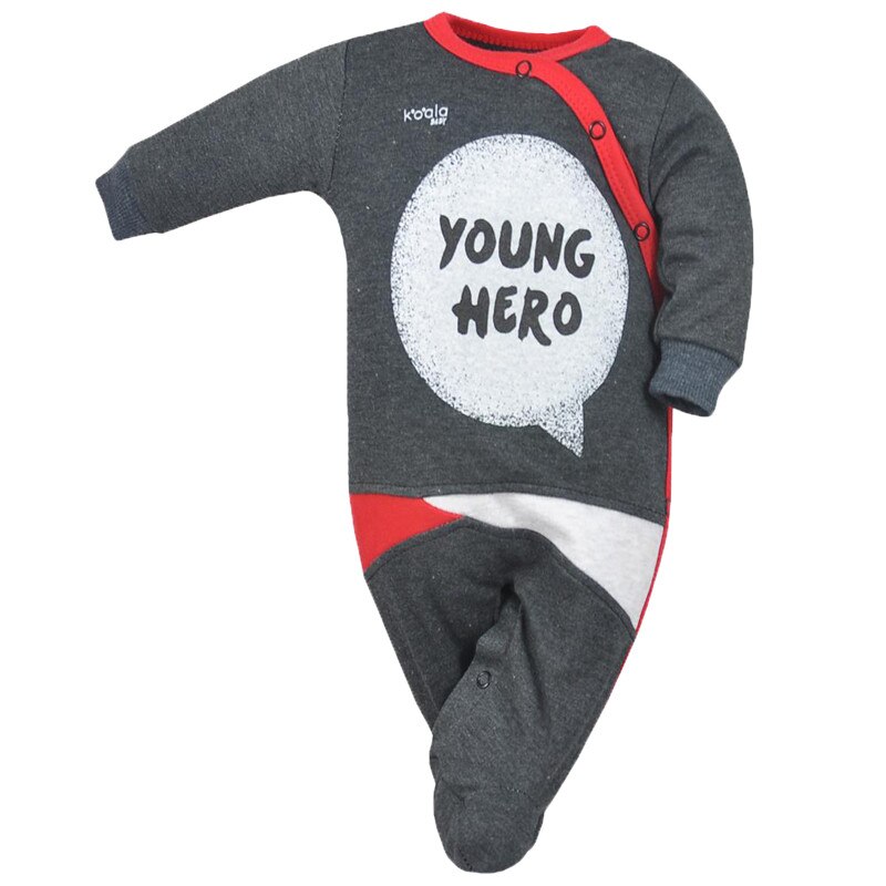 Salopeta cu maneca lunga baieti Koala Hero 07-675-1, Gri, 62 cm
