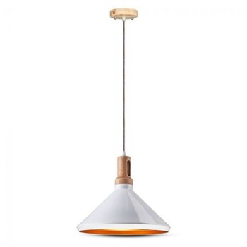 Pendul tavan, 60 W, soclu E27, otel si lemn, Alb Pendul tavan, 60 W, soclu E27, otel si lemn, Alb