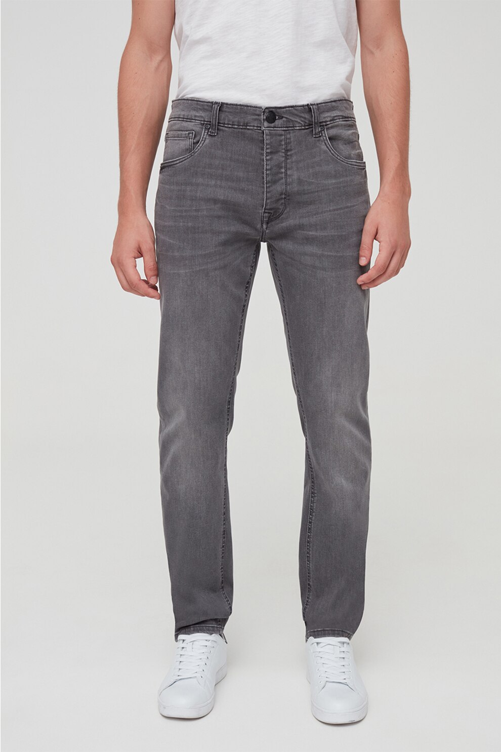 OVS, Blugi elastici slim fit, Gri, M-L