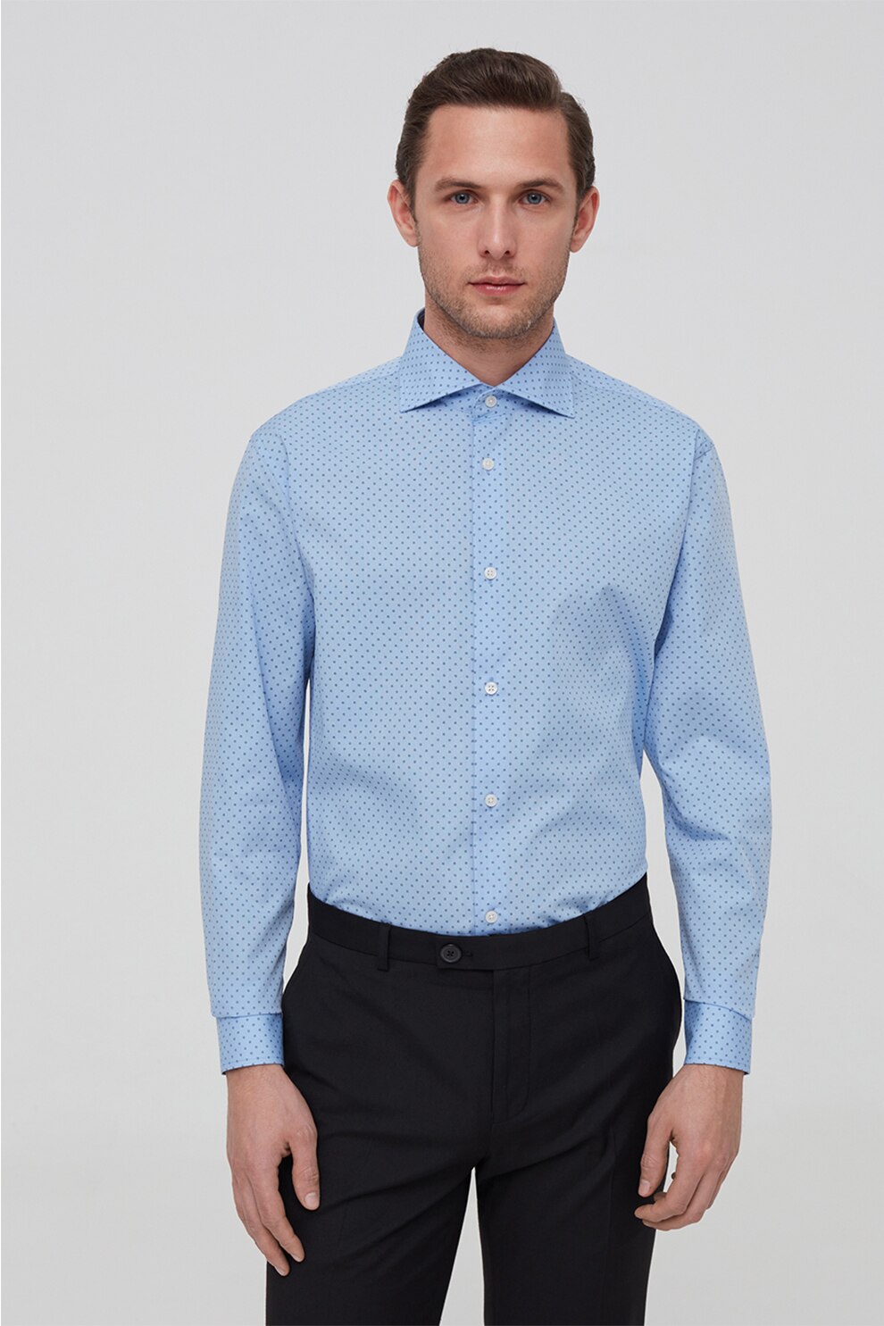 OVS, Camasa de bumbac, cu imprimeu, Albastru, L-XL