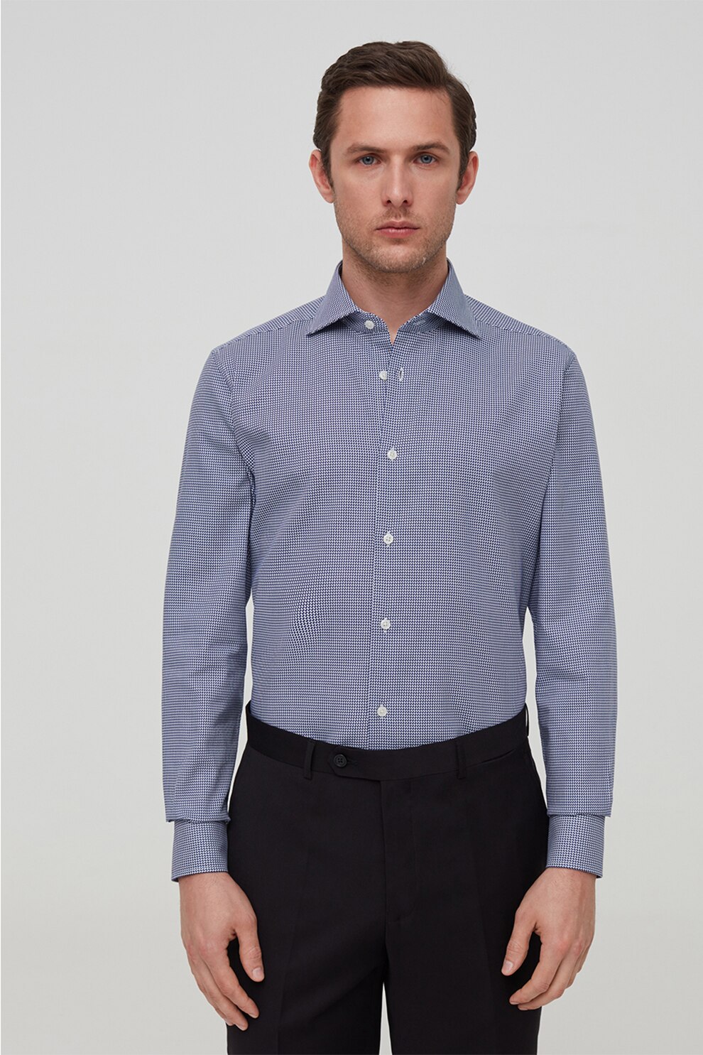 OVS, Camasa din bumbac cu imprimeu, Albastru azur, M