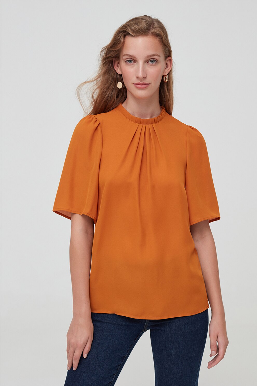 OVS, Bluza vaporoasa cu fronseuri, Oranj stins, S