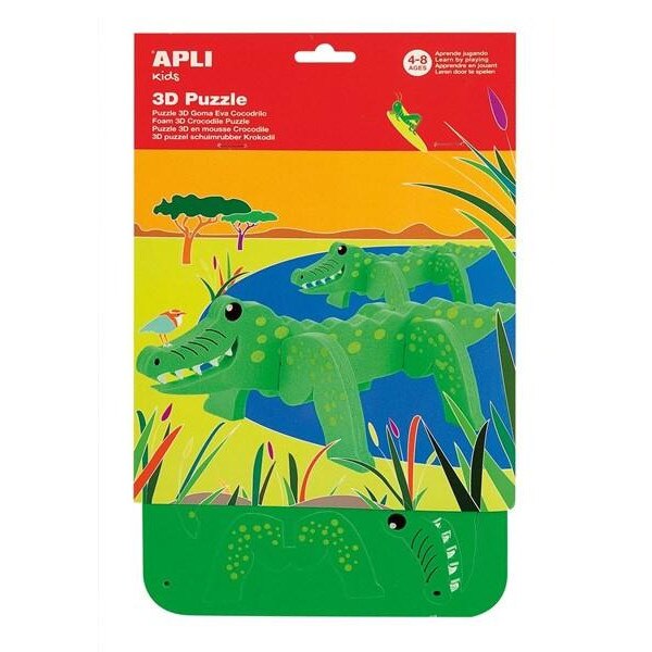 Puzzle 3D din spuma - Crocodil, 3 piese