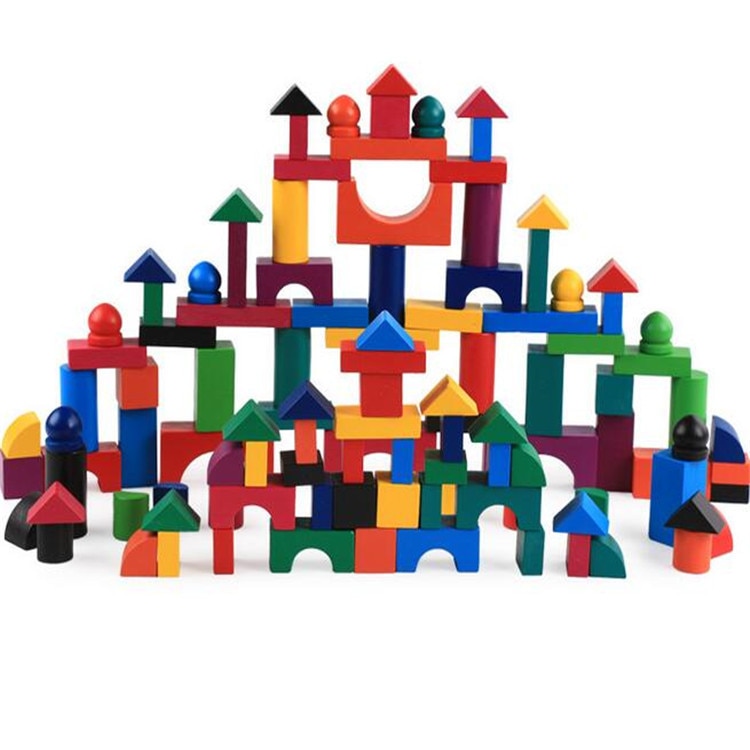 Set de constructie,cuburi de lemn,112 piese