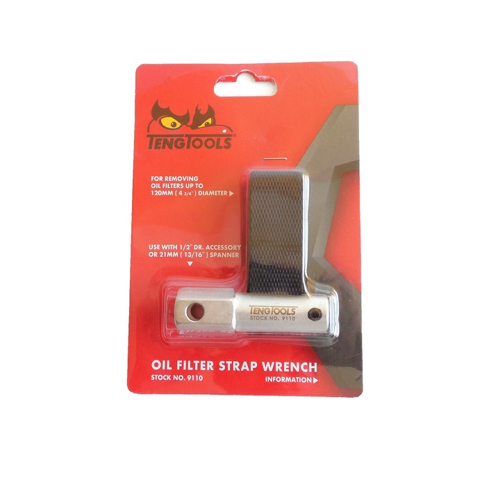 Инструмент за монтаж и демонтаж на маслени филтри, Teng Tools, 9110, включен колан, черен/хром