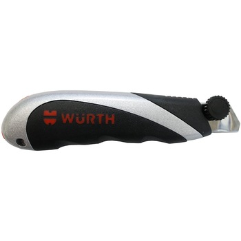 Cutter Wurth, Lama retractabila din otel, Sistem de fixare, Negru/Argintiu Cutter Wurth, Lama retractabila din otel, Sistem de fixare, Negru/Argintiu