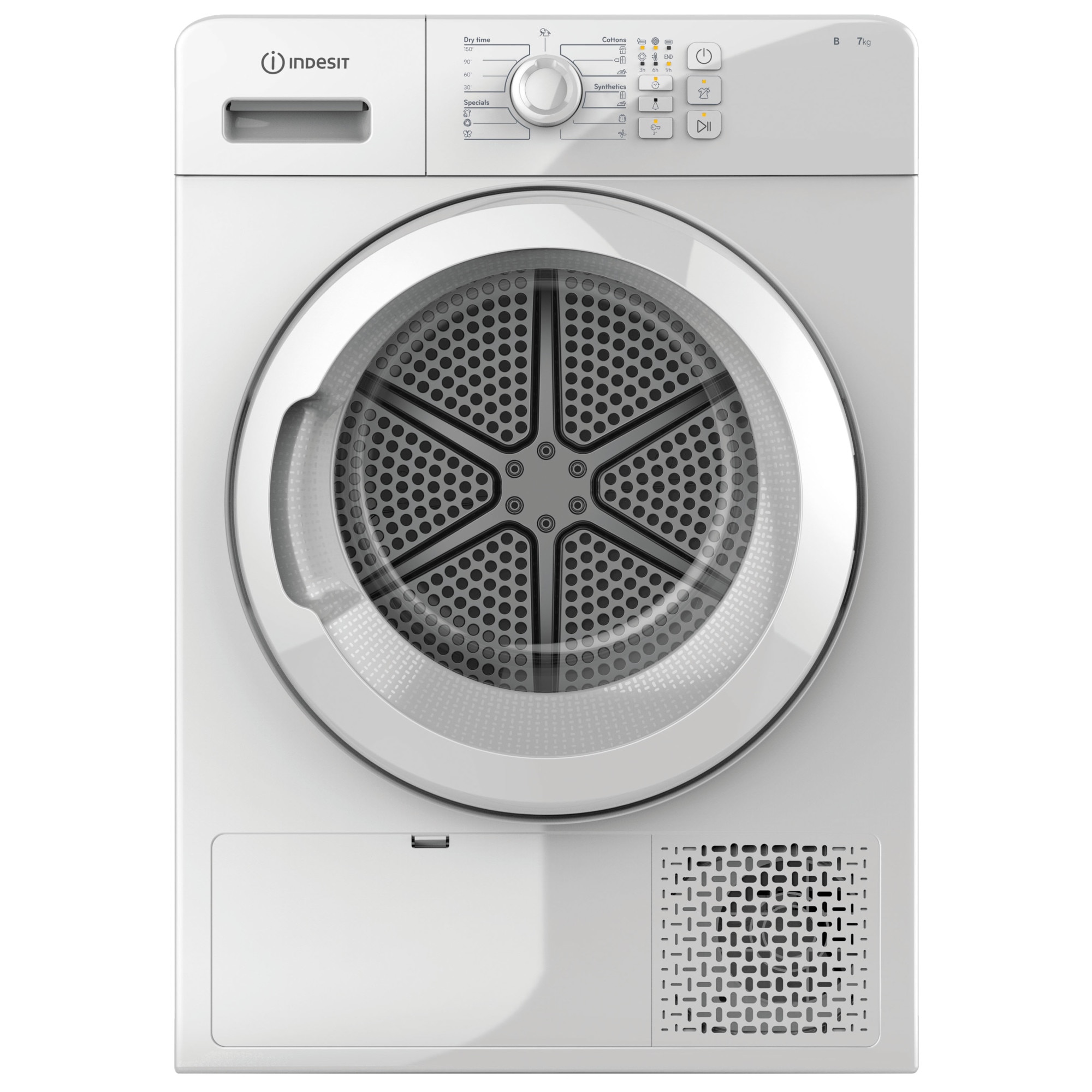 Uscator de rufe Indesit YTCM087BEU, 7 kg, Clasa B, Condensare, Motor Universal, Alb