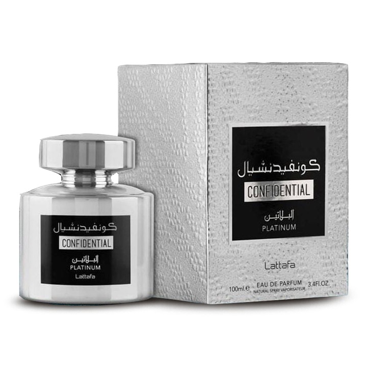 Apa de Parfum Lattafa, Confidential Platinum, Barbati, 100 ml