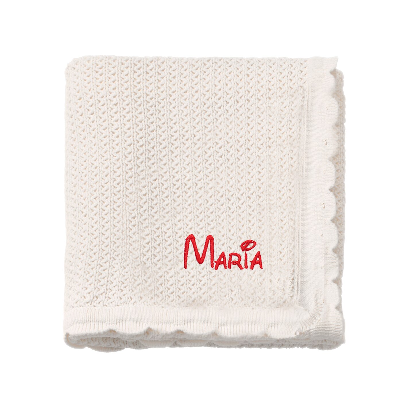 Paturica bebe, LWS, bumbac, tricotata, brodata, 70x90 cm, model nume Maria