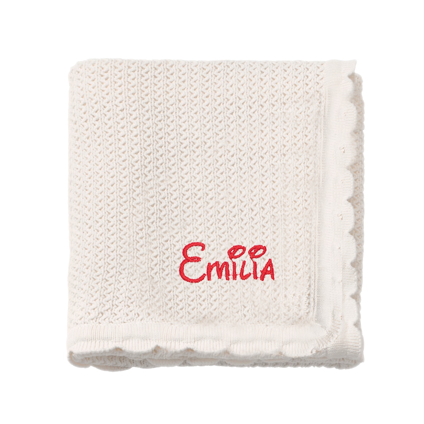 Paturica bebe, LWS, bumbac, tricotata, brodata, 70x90 cm, model nume Emilia