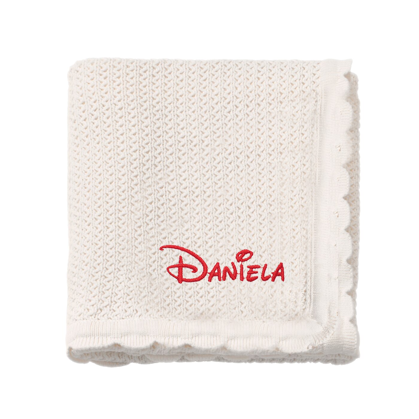 Paturica bebe, LWS, bumbac, tricotata, brodata, 70x90 cm, model nume Daniela