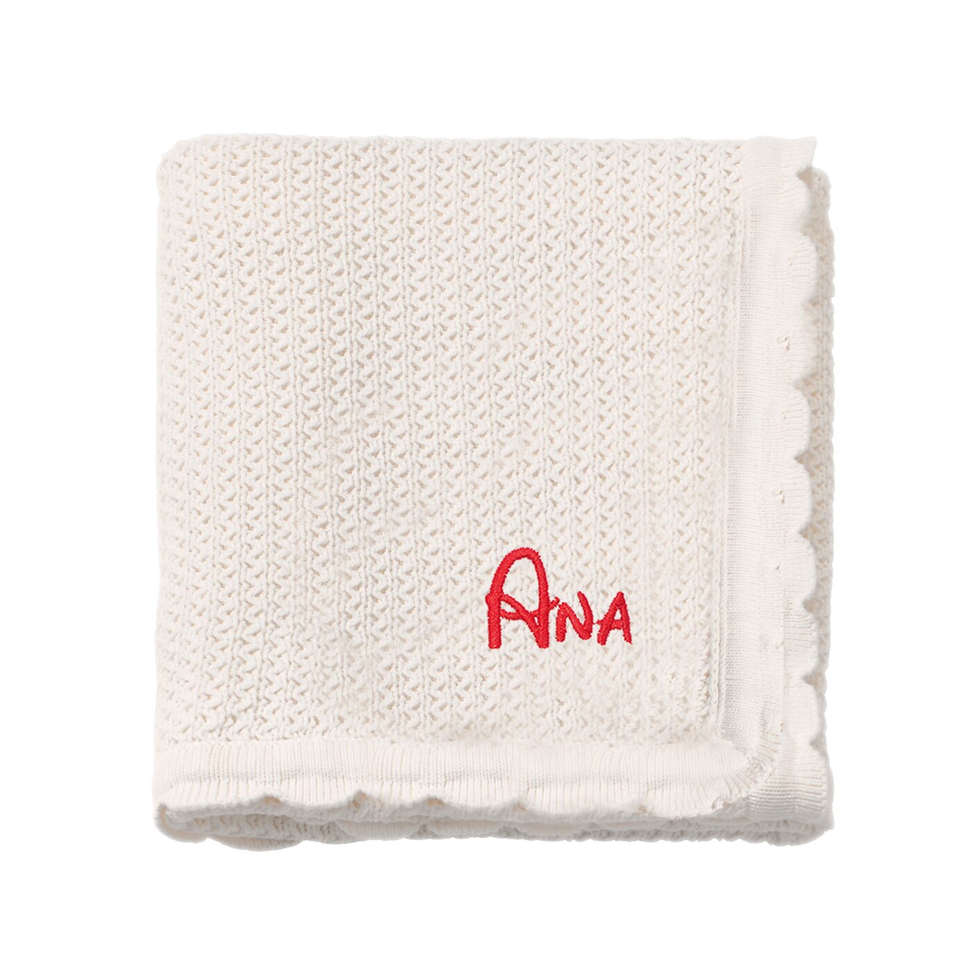 Paturica bebe, LWS, bumbac, tricotata, brodata, 70x90 cm, model nume Ana