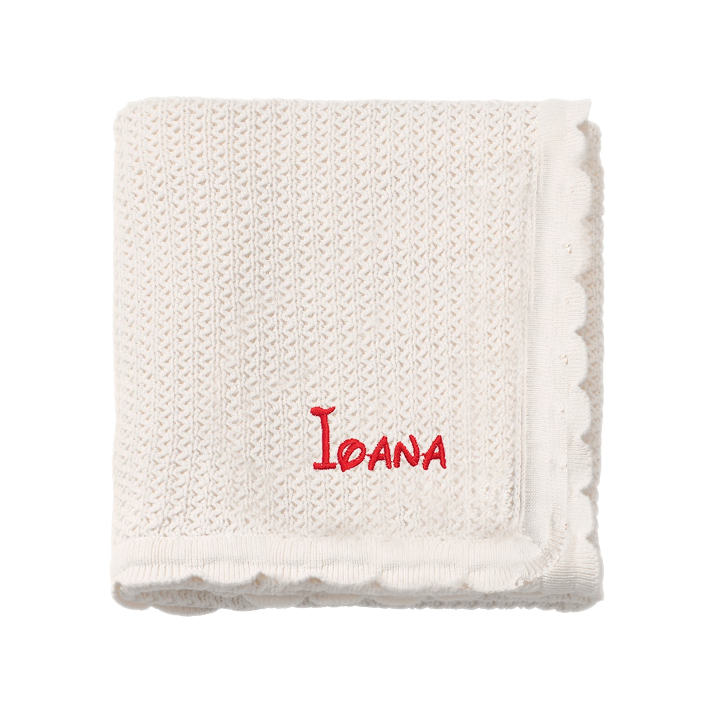 Paturica bebe, LWS, bumbac, tricotata, brodata, 70x90 cm, model nume Ioana