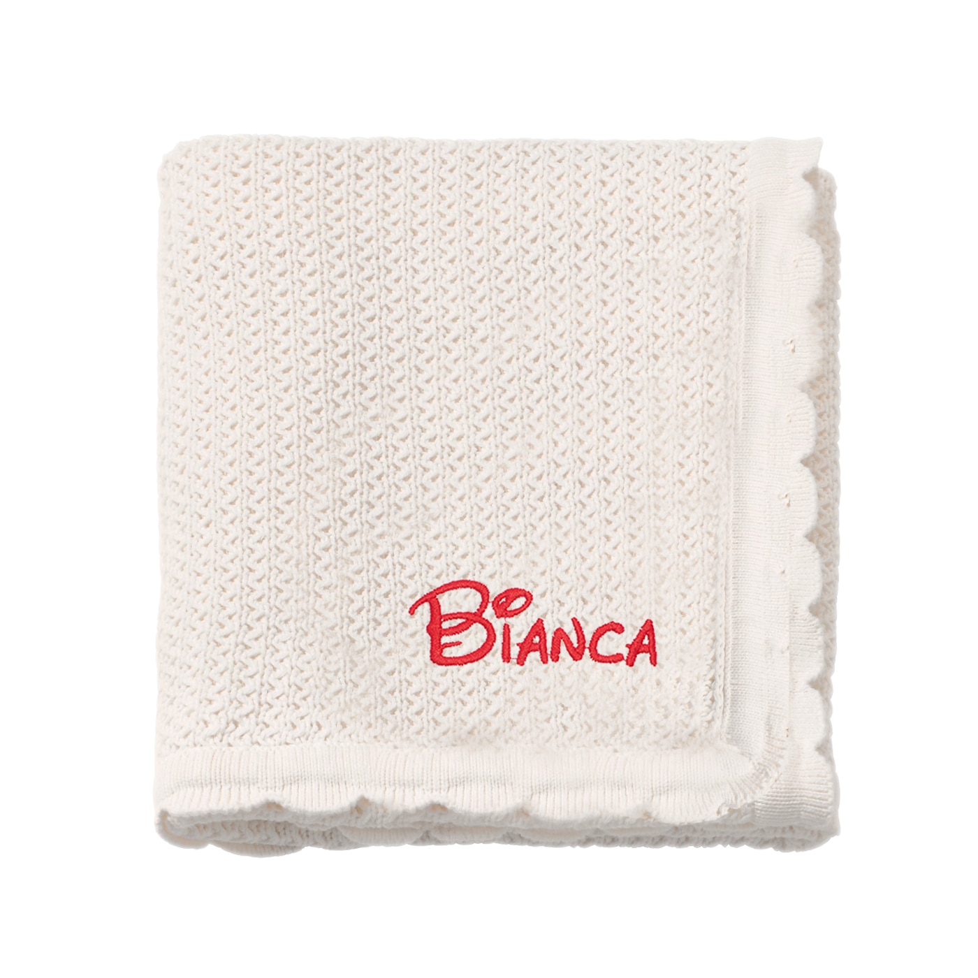 Paturica bebe, LWS, bumbac, tricotata, brodata, 70x90 cm, model nume Bianca