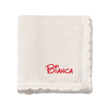 Paturica bebe, LWS, bumbac, tricotata, brodata, 70x90 cm, model nume Bianca Paturica bebe, LWS, bumbac, tricotata, brodata, 70x90 cm, model nume Bianca