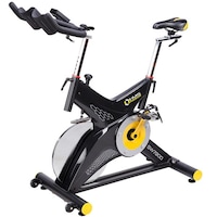 Bicicleta fitness mecanica HMS PREMIUM SW7200, Greutate maxima utilizator 150 kg, Bluetooth, Calcul calorii, timp, distanta, puls, volanta 22 kg, culoare negru-galben
