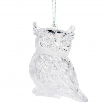 Bufnita decorativa cu gliter, decor brad, WL23, Argintiu Bufnita decorativa cu gliter, decor brad, WL23, Argintiu