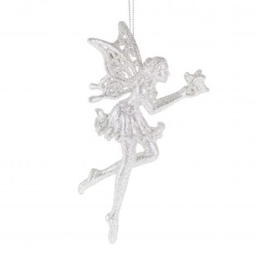 Zana decorativa cu gliter, decor brad, WL45, Argintiu