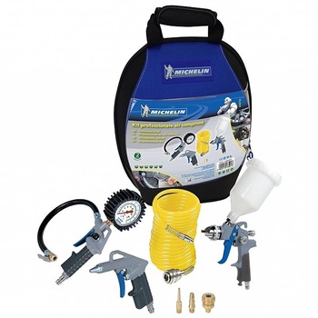 Set 7 piese pneumatice MICHELIN pentru compresoare, husa textila, cuple rapide Set 7 piese pneumatice MICHELIN pentru compresoare, husa textila, cuple rapide