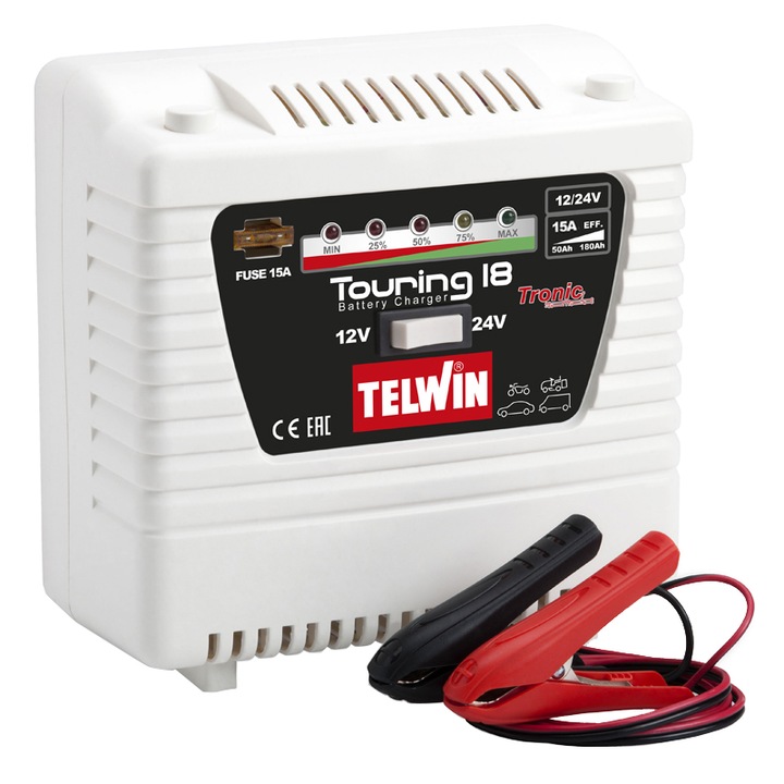 Incarcator baterii TELWIN, TOURING18, 12-24 V, curent incarcare 13 A