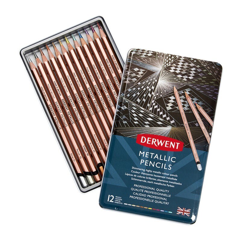 Set 12 creioane colorate Metallic Derwent