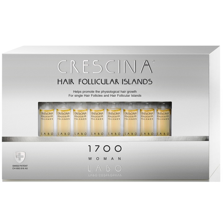 Терапия Crescina Follicular Islands 1700, За начален стадий на изтъняване на косата, За жени, 20 ампули
