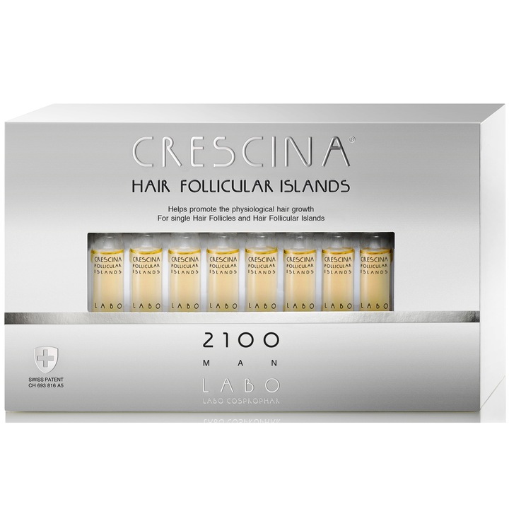 Tratament pentru stadii avansate de rarire a parului la barbati Crescina Follicular Islands 2100, 20 fiole